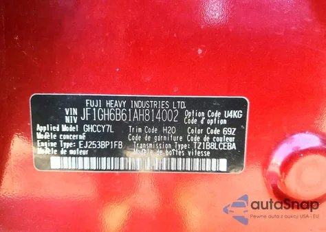 2010 Subaru Impreza 2.5I Premium z USA, uszkodzony, nr VIN JF1GH6B61AH814002